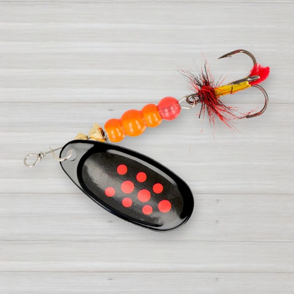 Блешня обертова ZEOX Dominator № 4, 9г, колір 010 Black-Red Dot